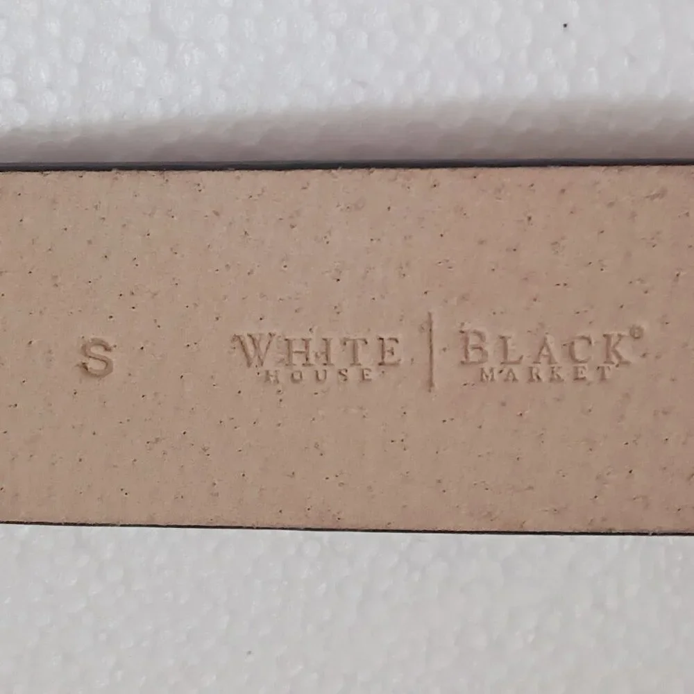 WHBM Embossed Crocodile Print Belt S Brown w Oval Open Work Rhinestone Buckle